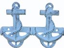 Rustic Dark Blue Whitewashed Cast Iron Decorative Anchor Hooks 7""