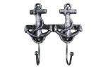 Antique Silver Cast Iron Decorative Anchor Hooks 7""
