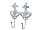 Rustic Whitewashed Cast Iron Decorative Anchor Hooks 7""
