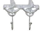 Rustic Whitewashed Cast Iron Decorative Anchor Hooks 7""