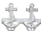 Rustic Whitewashed Cast Iron Decorative Anchor Hooks 7""