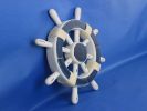 Rustic Dark Blue and White Decorative Ship Wheel 12""