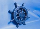 Rustic All Dark Blue Decorative Ship Wheel 12""
