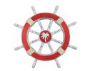 Rustic Red Decorative Ship Wheel with Palm Tree 18""