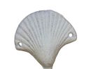 Whitewashed Cast Iron Seashell Hook 4""
