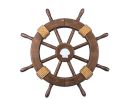 Rustic Wood Finish Decorative Ship Wheel with Seashell 18""