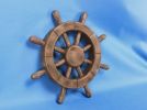 Rustic Wood Finish Decorative Ship Wheel 12""