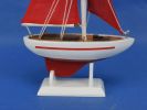 Wooden Red Pacific Sailer with Red Sails Model Sailboat Decoration 9""