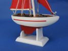 Wooden Red Pacific Sailer with Red Sails Model Sailboat Decoration 9""