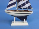 Wooden Blue Striped Pacific Sailer Model Sailboat Decoration 9""