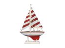 Wooden Red Striped Sailboat Model Christmas Tree Ornament