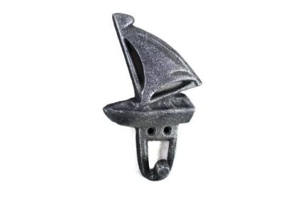 Antique Silver Cast Iron Sailboat Hook 6""