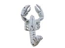 Rustic Whitewashed Cast Iron Decorative Wall Mounted Lobster Hook 5""