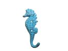 Rustic Light Blue Cast Iron Seahorse Hook 5""