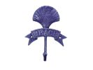Rustic Dark Blue Cast Iron Seashell Beach Hook 8""