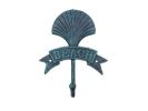 Seaworn Blue Cast Iron Seashell Beach Hook 8""