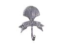 Rustic Silver Cast Iron Seashell Beach Hook 8""