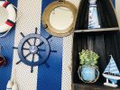 Dark Blue Decorative Ship Wheel with Anchor 18""