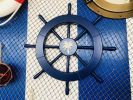 Dark Blue Decorative Ship Wheel with Palm Tree 18""