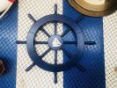 Dark Blue Decorative Ship Wheel with Sailboat 18""