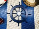 Dark Blue Decorative Ship Wheel with Seashell 18""