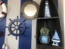 Dark Blue Decorative Ship Wheel with Starfish 18""
