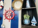 Red Ship Decorative Wheel with Anchor 18""
