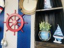 Red Ship Decorative Wheel with Palm Tree 18""