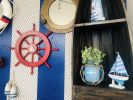 Red Ship Decorative Wheel with Sailboat 18""