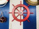 Red Ship Decorative Wheel with Seagull and Lifering 18""