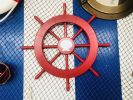 Red Ship Decorative Wheel with Seashell 18""