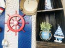 Red Ship Decorative Wheel with Seashell 18""