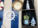 White Decorative Ship Wheel with Palm Tree 18""