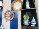 Rustic Wood Finish Decorative Ship Wheel with Palm Tree 18""