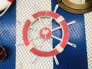 Rustic Red Decorative Ship Wheel with Palm Tree 18""