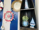 Rustic Red Decorative Ship Wheel with Palm Tree 18""