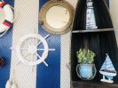 Rustic White Decorative Ship Wheel with Anchor 18""