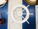 Rustic White Decorative Ship Wheel with Starfish 18""