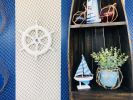 Deluxe Class White Wood and Chrome Ship Decorative Steering Wheel 12""