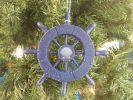 Rustic Dark Blue Decorative Ship Wheel With Seashell Christmas Tree Ornament  6""