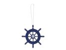 Rustic Dark Blue Decorative Ship Wheel With Seashell Christmas Tree Ornament  6""