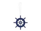 Rustic Dark Blue Decorative Ship Wheel With Starfish Christmas Tree Ornament 6""