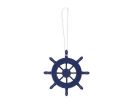 Rustic Dark Blue Decorative Ship Wheel Christmas Tree Ornament 6""