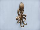 Antique Brass Wall Mounted Octopus Hooks 7""