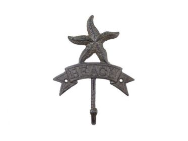 Cast Iron Starfish Beach Hook 8""