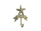 Rustic Gold Cast Iron Starfish Beach Hook 8""