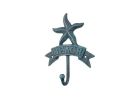 Seaworn Blue Cast Iron Starfish Beach Hook 8""