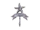 Rustic Silver Cast Iron Starfish Beach Hook 8""