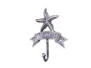 Rustic Silver Cast Iron Starfish Beach Hook 8""