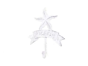 Whitewashed Cast Iron Starfish Beach Hook 8""